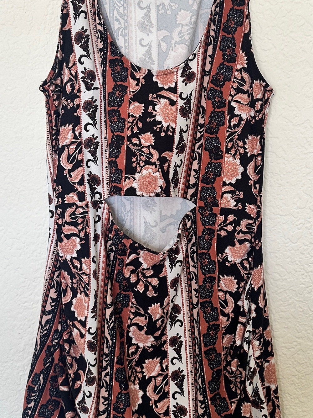 Guess Floral Print Dress in Black, Rust & Cream